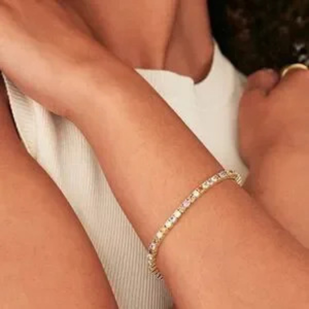 NEW?14K Gold Plated Multi-Colored CZ Tennis Bracelet